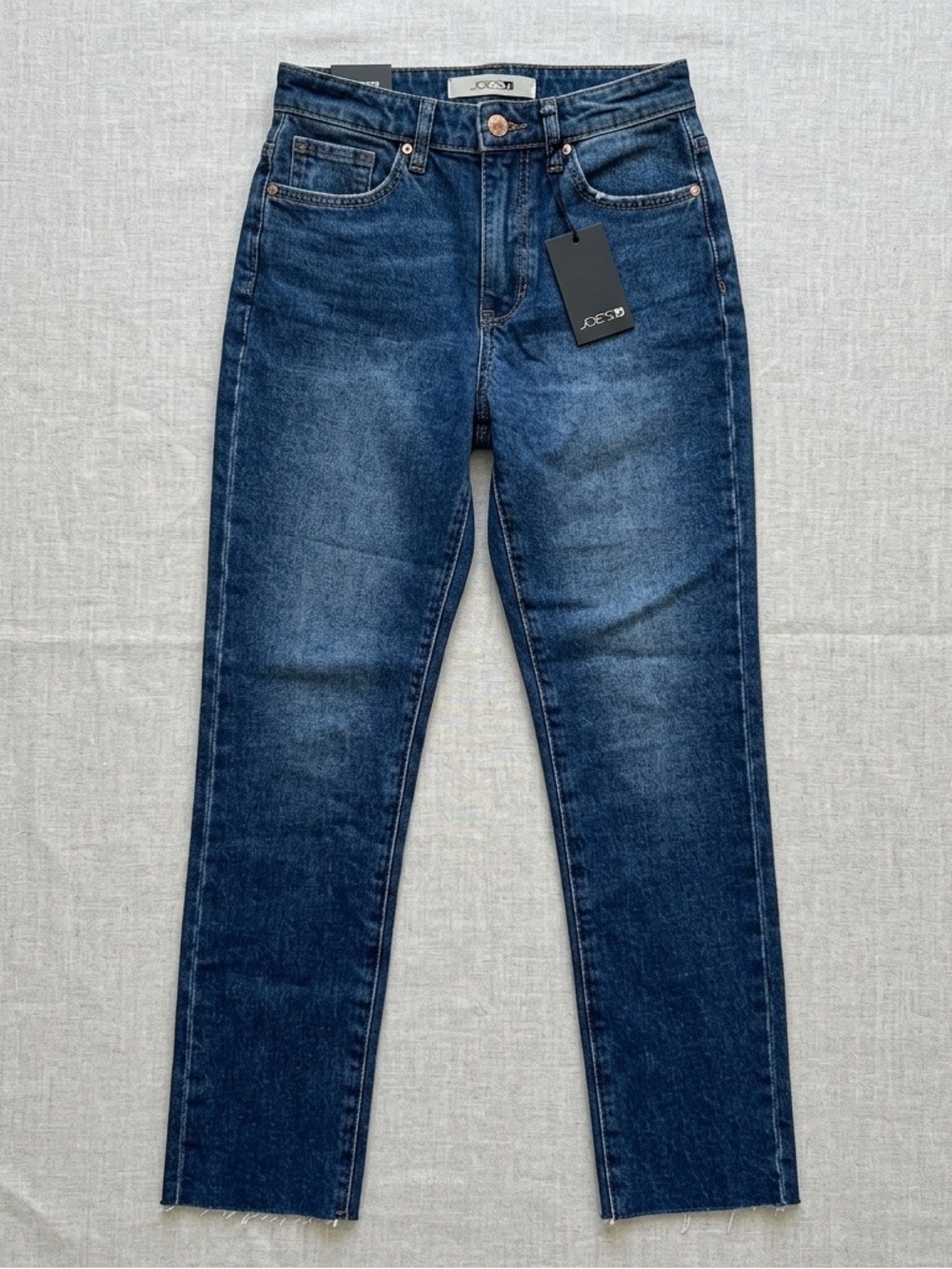 Joe’s Jeans High Waist Straight Leg Jeans Size 24 | Dark Wash Raw Hem Denim